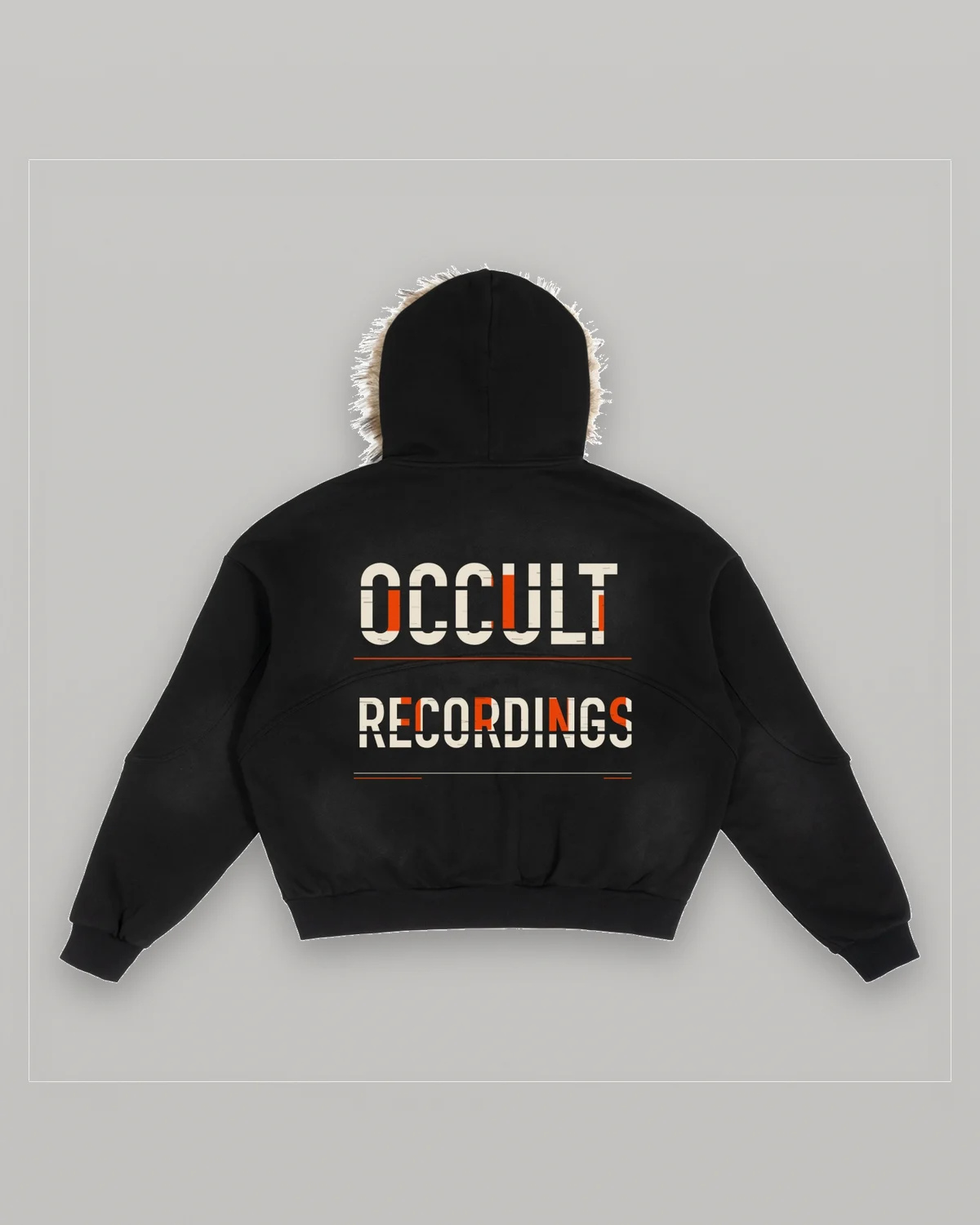 OCCULT RECORDINGS Modular Fur Hoodie — front