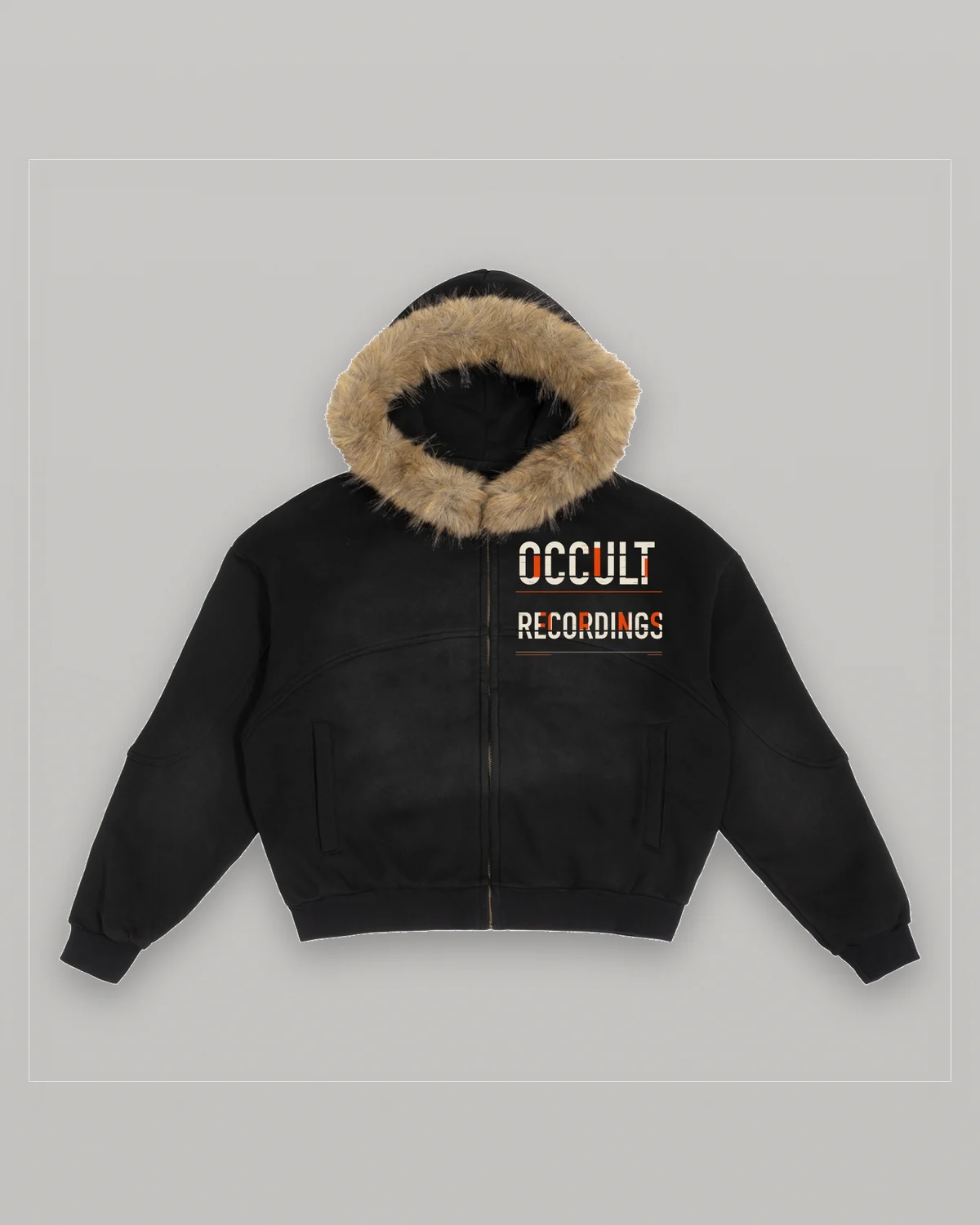 OCCULT RECORDINGS Modular Fur Hoodie — back